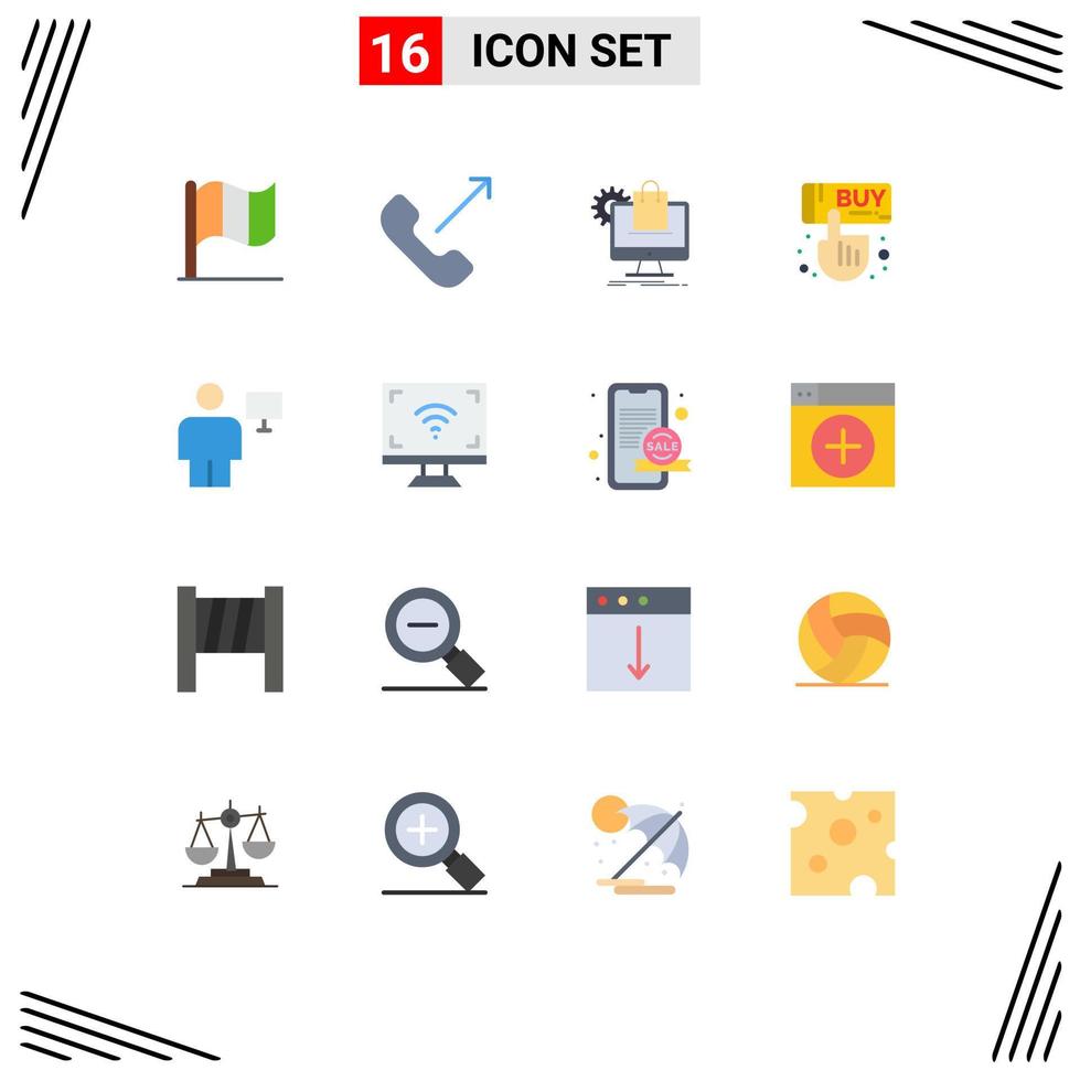 Flat Color Pack of 16 Universal Symbols of body hand online click sale Editable Pack of Creative Vector Design Elements