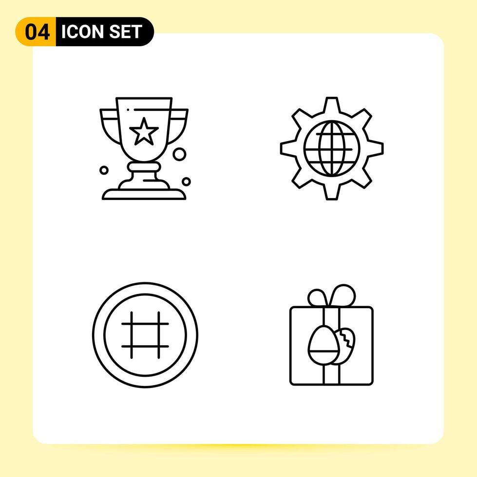 4 Creative Icons for Modern website design and responsive mobile apps 4 Outline Symbols Signs on White Background 4 Icon Pack vector