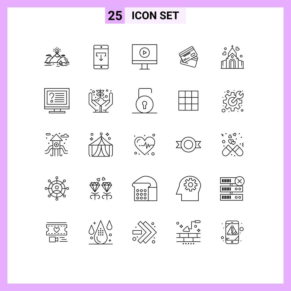 Set of 25 Vector Lines on Grid for finance cards mobile business video Editable Vector Design Elements