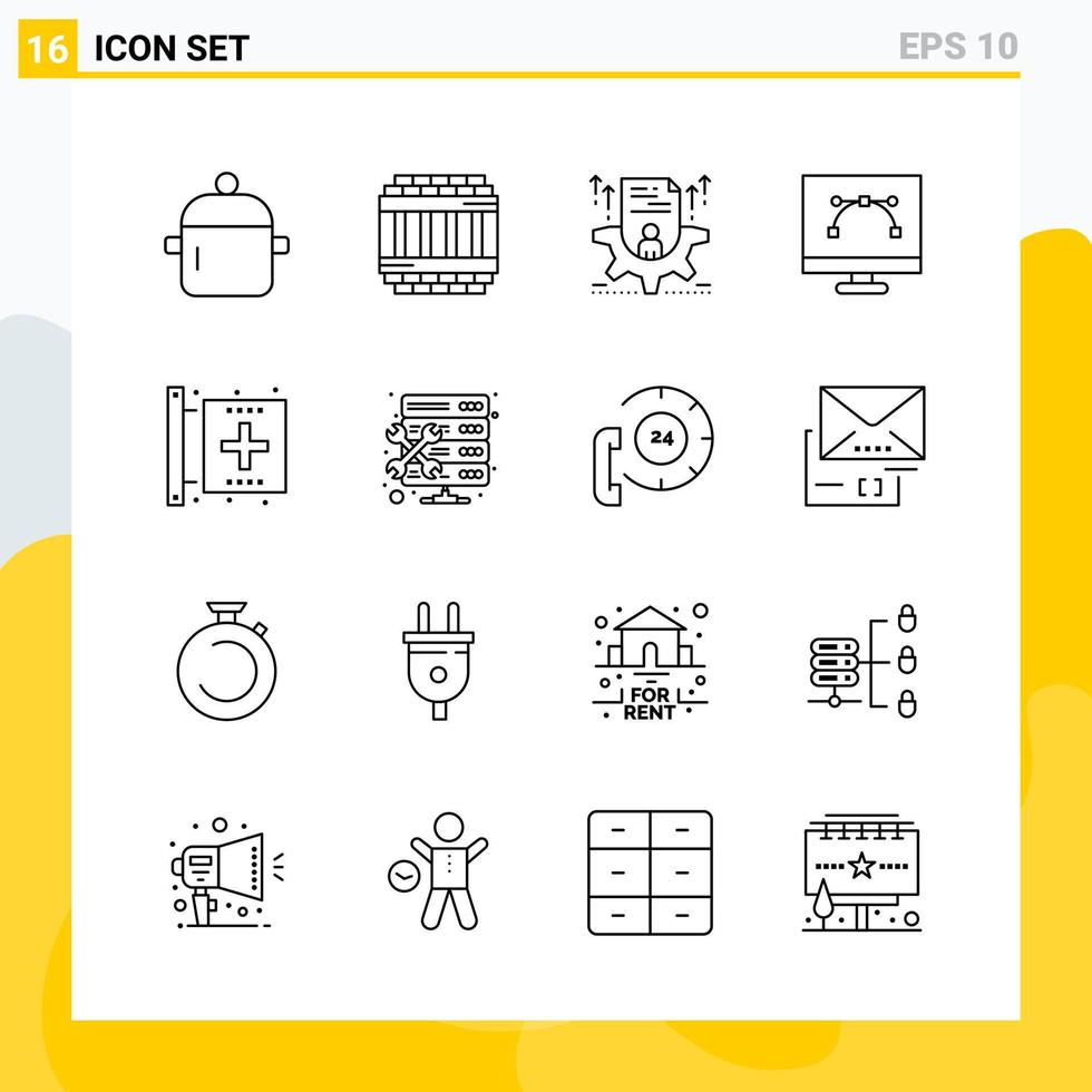 Collection of 16 Universal Line Icons Icon Set for Web and Mobile vector