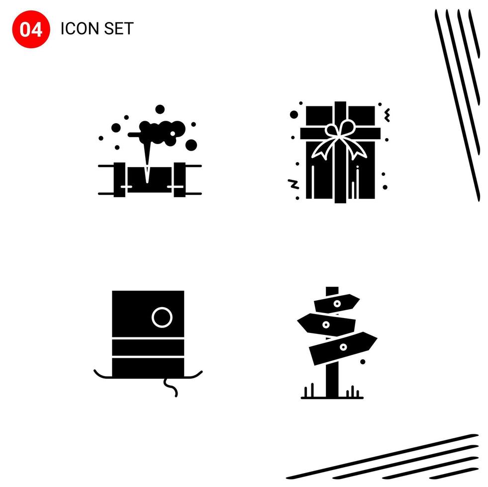 Collection of 4 Vector Icons in solid style Pixle Perfect Glyph Symbols for Web and Mobile Solid Icon Signs on White Background 4 Icons
