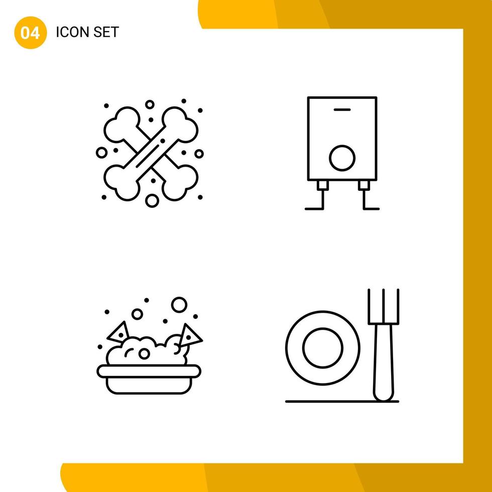 4 Icon Set Line Style Icon Pack Outline Symbols isolated on White Backgound for Responsive Website Designing vector
