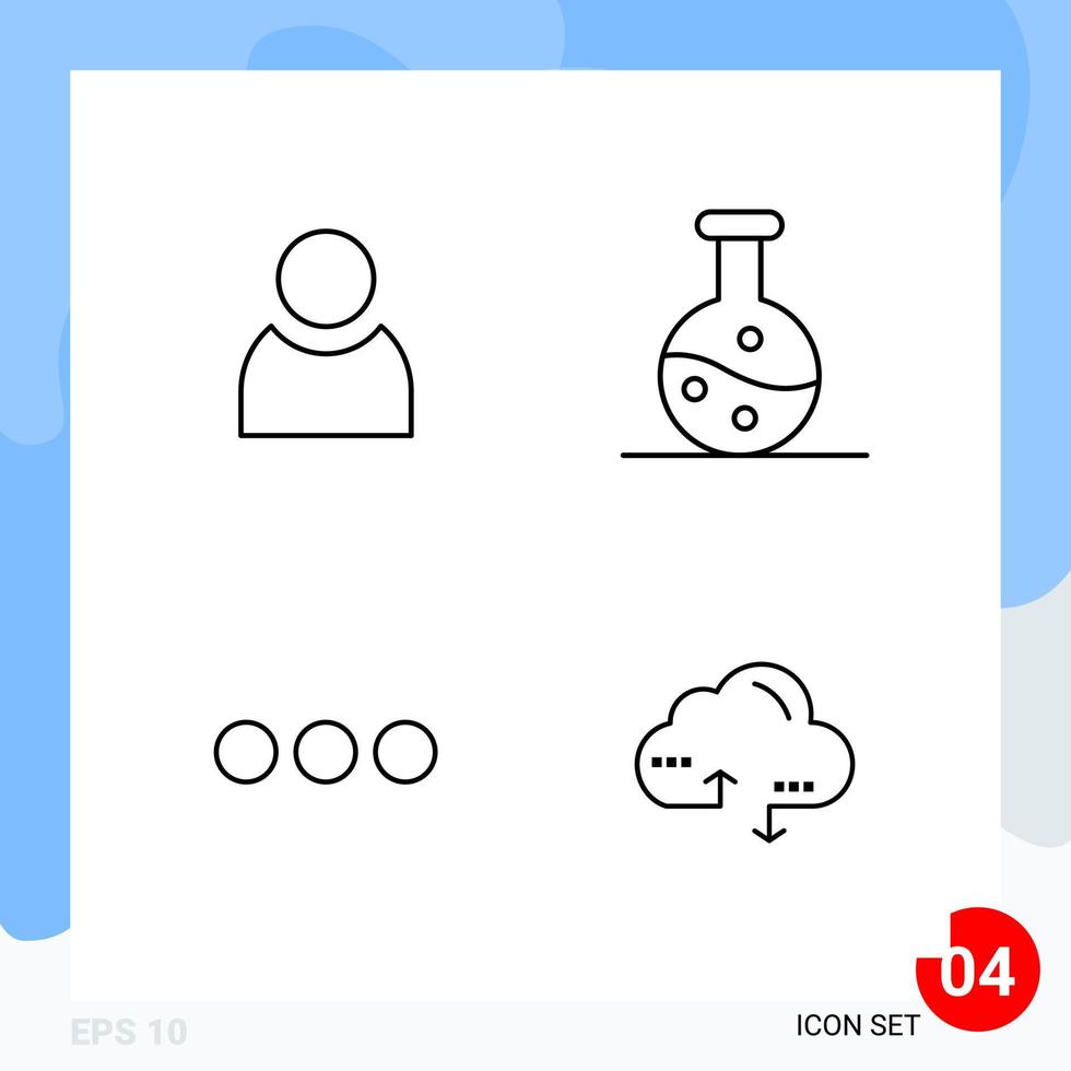 Modern Pack of 4 Icons Line Outline Symbols isolated on White Backgound for Website designing vector