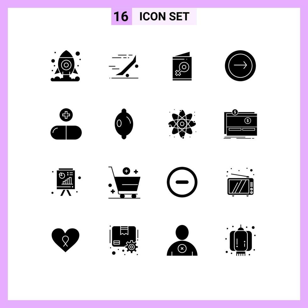 16 Creative Icons Modern Signs and Symbols of drug mobile card interface application Editable Vector Design Elements