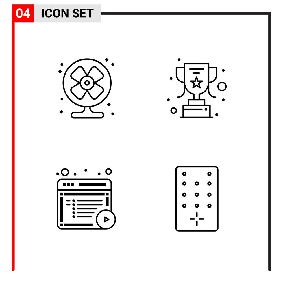 4 General Icons for website design print and mobile apps 4 Outline Symbols Signs Isolated on White Background 4 Icon Pack vector