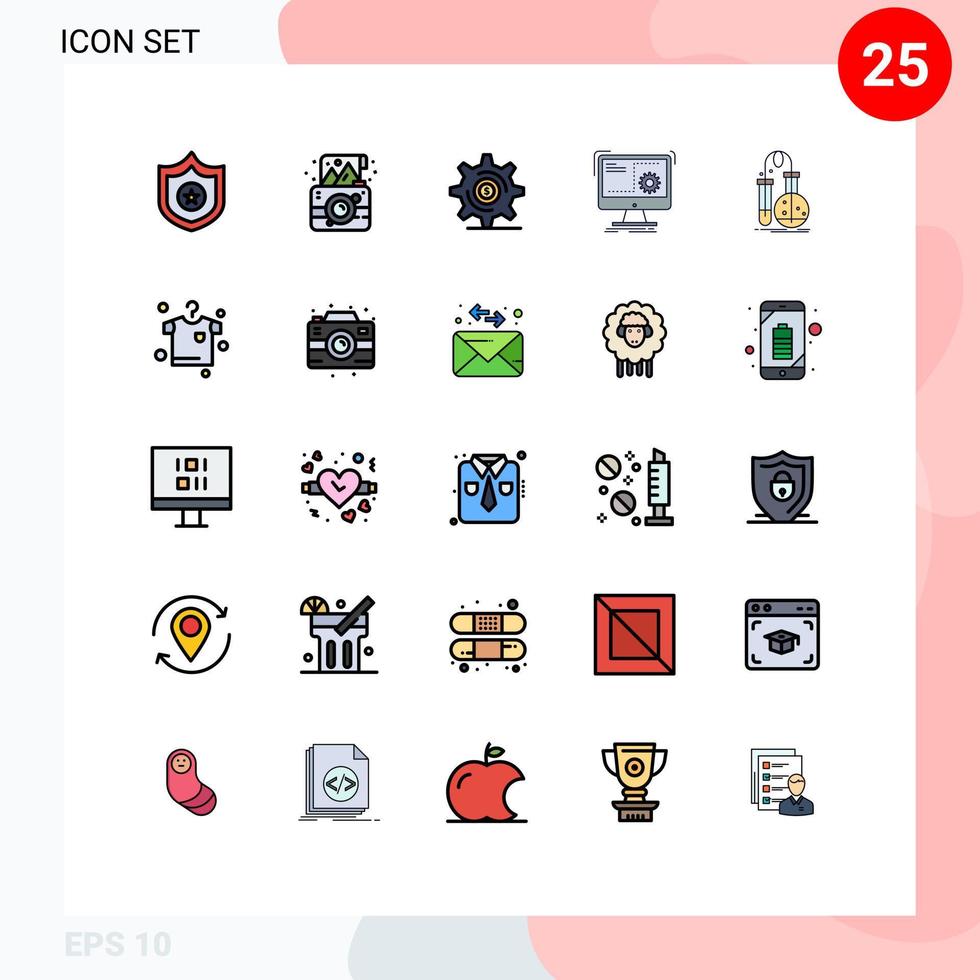 paquete de iconos de vector de stock de 25 signos y símbolos de línea para probar elementos de diseño de vector editables de comando de función de negocio de proceso