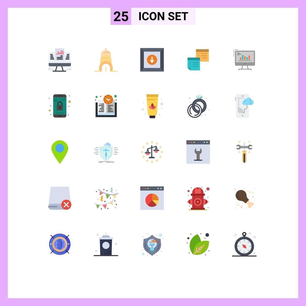 25 User Interface Flat Color Pack of modern Signs and Symbols of paper office box notes files Editable Vector Design Elements