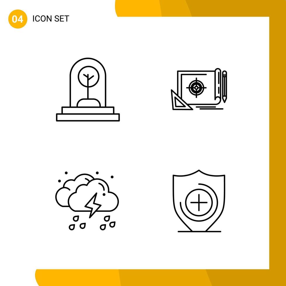 4 Icon Set Line Style Icon Pack Outline Symbols isolated on White Backgound for Responsive Website Designing vector