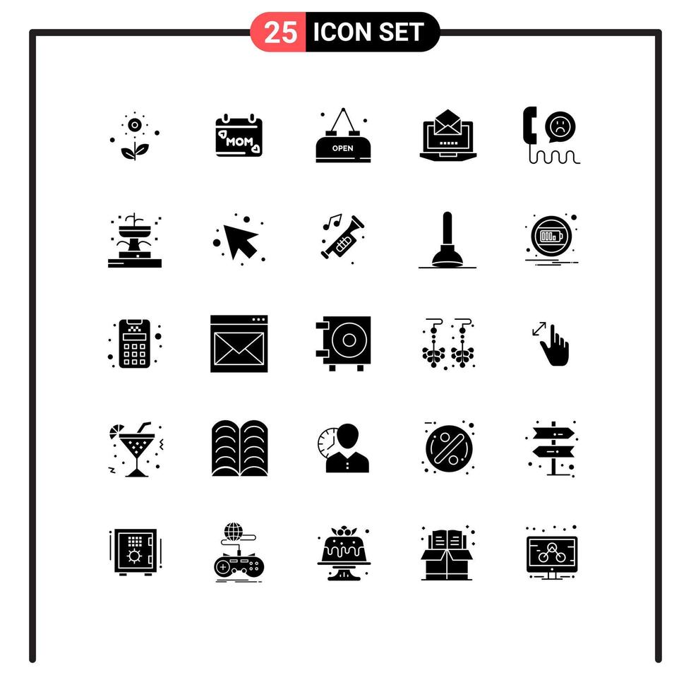 paquete de iconos de vector de stock de 25 signos de línea y símbolos para elementos de diseño de vector editables de servidor de correo de bebida abierta de emoción