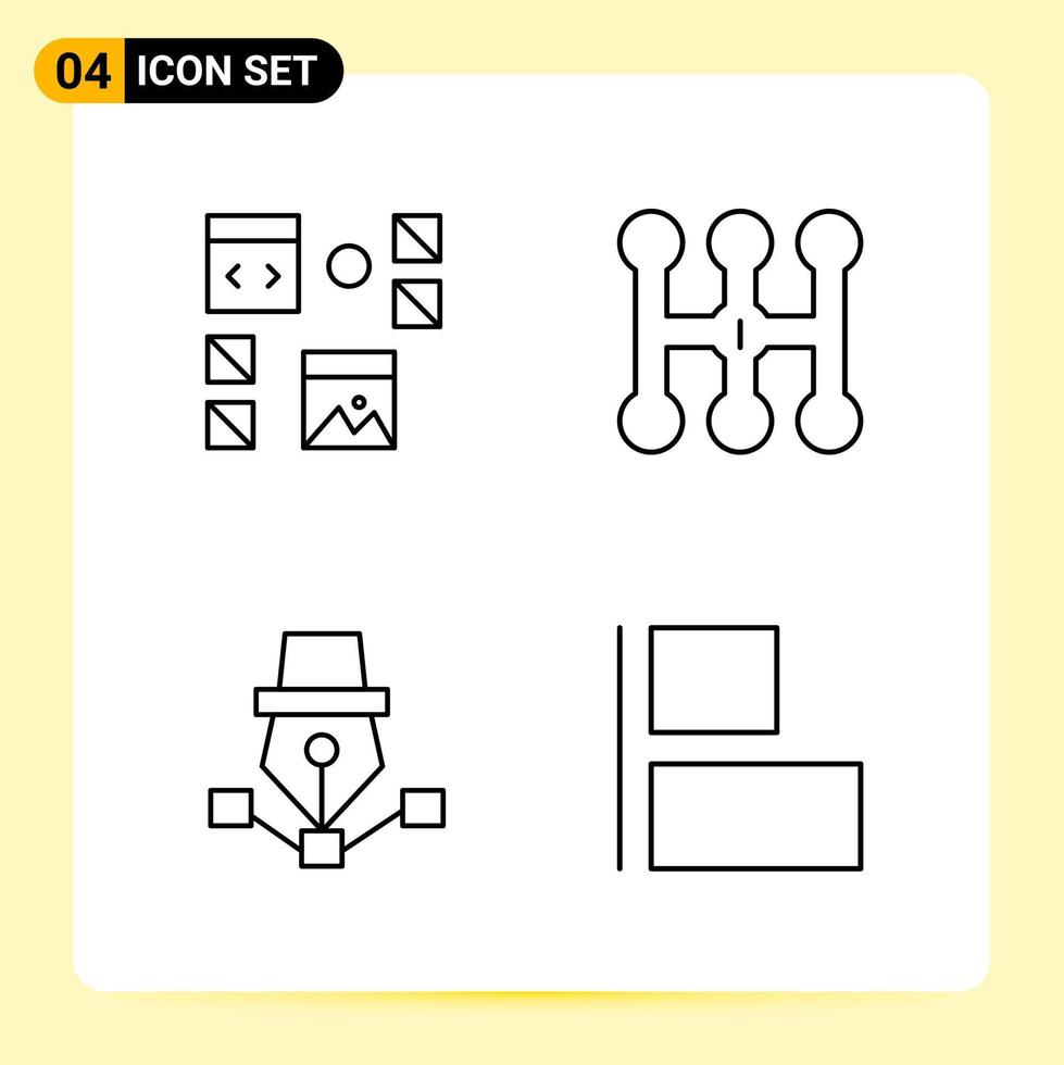 4 Creative Icons for Modern website design and responsive mobile apps 4 Outline Symbols Signs on White Background 4 Icon Pack vector