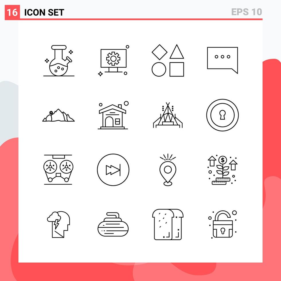 Collection of 16 Vector Icons in Line style Modern Outline Symbols for Web and Mobile Line Icon Sign Isolated on White Background 16 Icons