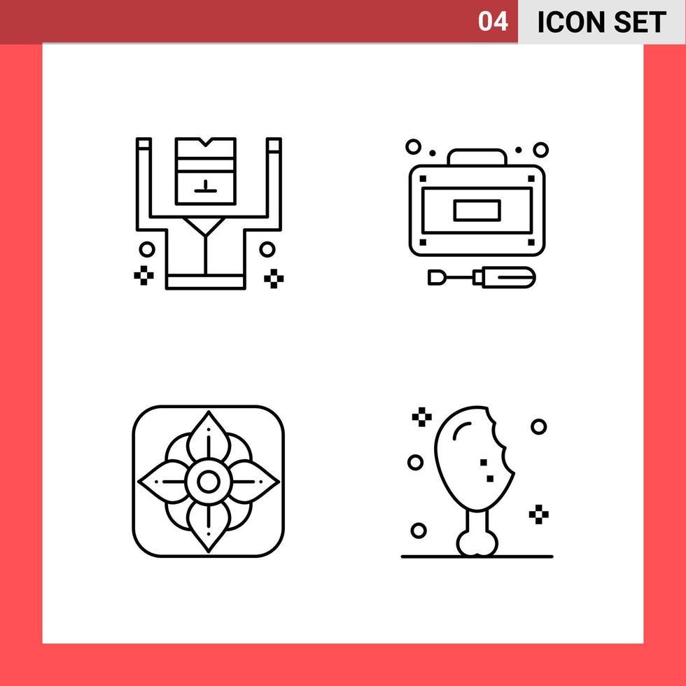 4 Icon Pack Line Style Outline Symbols on White Background Simple Signs for general designing vector