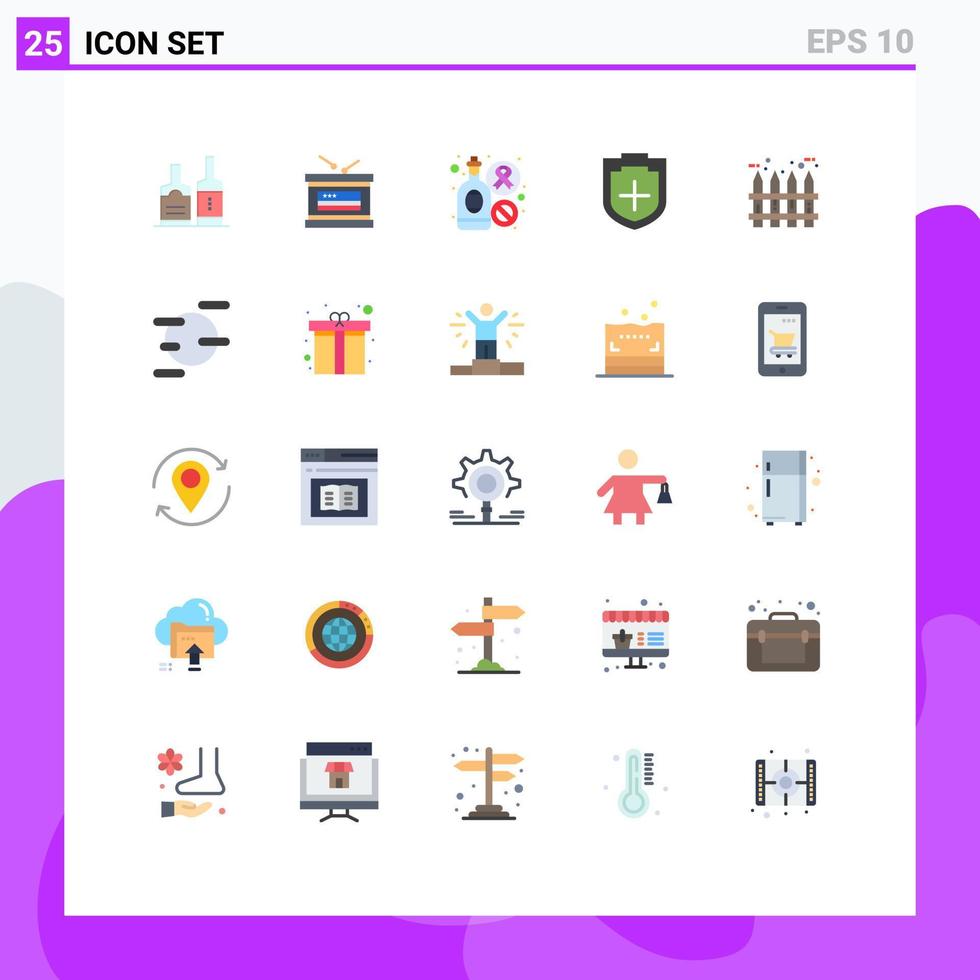 25 Flat Color concept for Websites Mobile and Apps fence shield bottle security add Editable Vector Design Elements