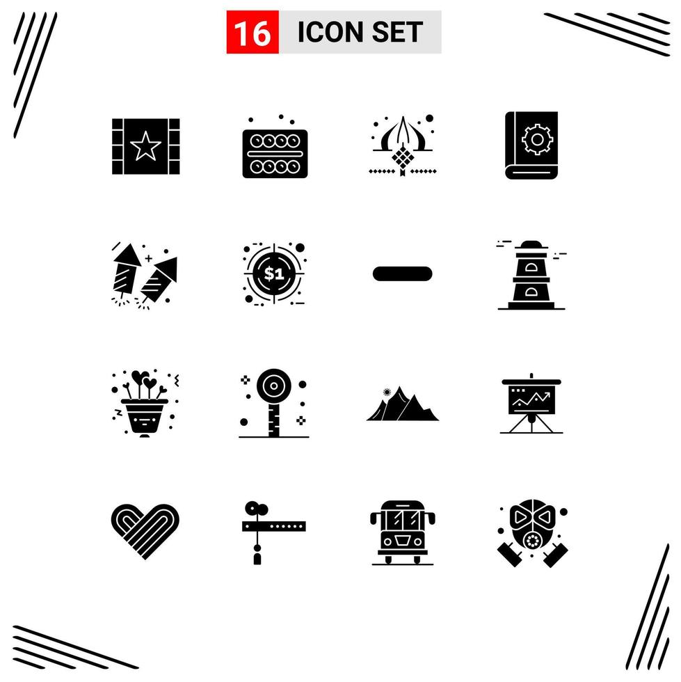 Stock Vector Icon Pack of 16 Line Signs and Symbols for service help masjid communication eid Editable Vector Design Elements