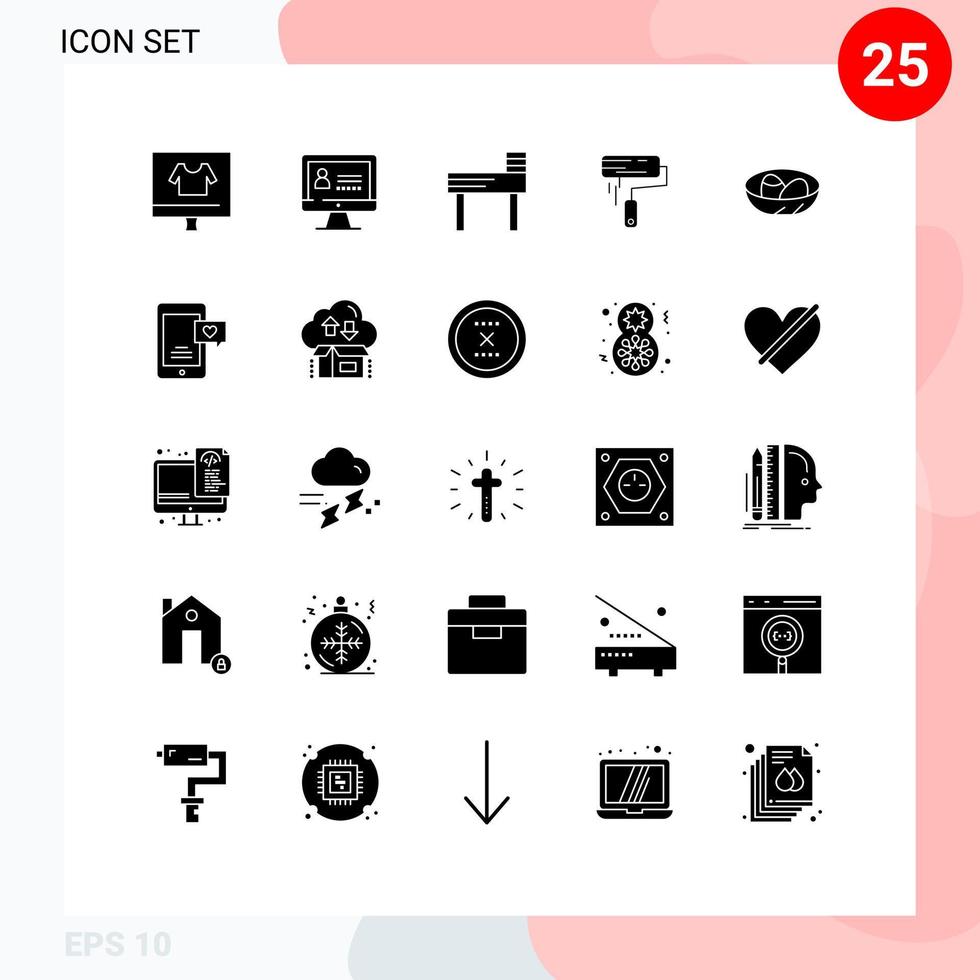 paquete de iconos de vector de stock de 25 signos y símbolos de línea para elementos de diseño de vector editables de pintura de pared de silla de pincel de celebración