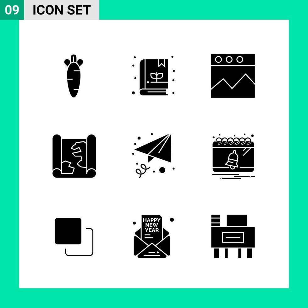 Pack of 9 Solid Style Icon Set Glyph Symbols for print Creative Signs Isolated on White Background 9 Icon Set vector