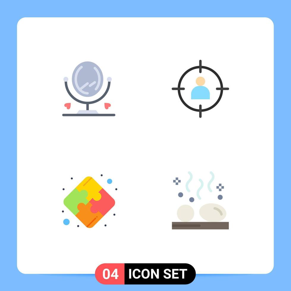 4 Creative Icons Modern Signs and Symbols of mirror strategy human target beauty Editable Vector Design Elements