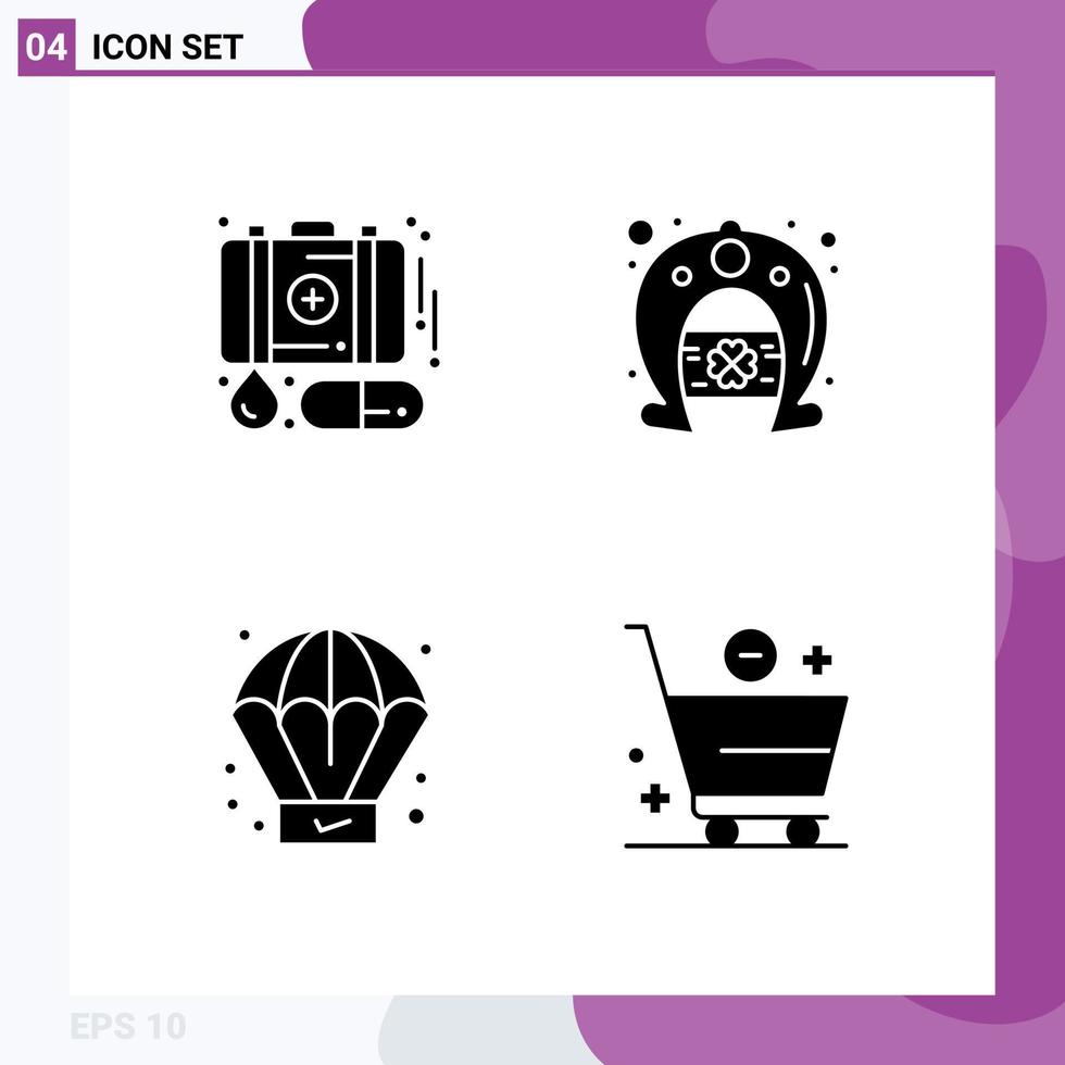 Solid Glyph Pack of Universal Symbols of case process medicine fortune cart Editable Vector Design Elements