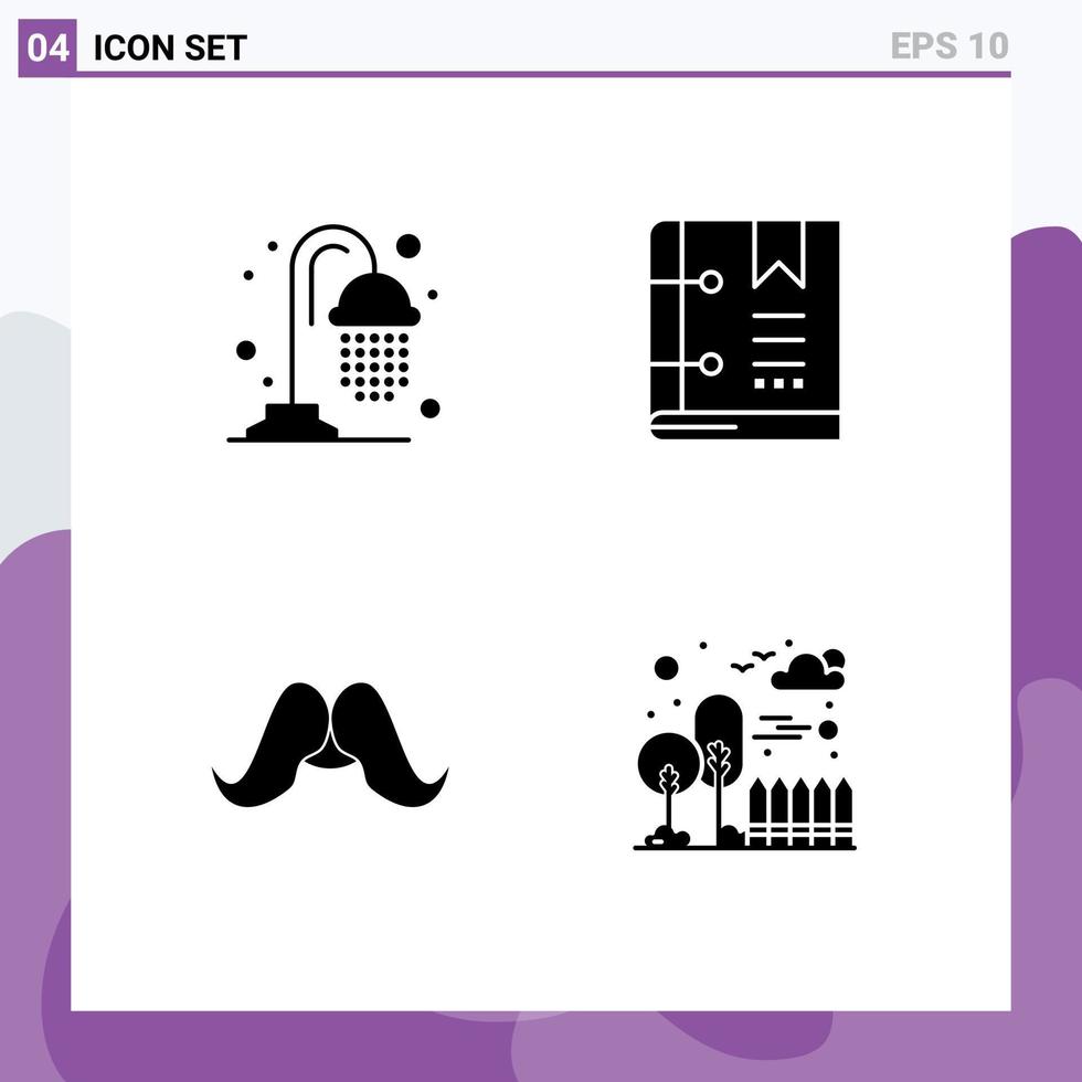 Stock Vector Icon Pack of 4 Line Signs and Symbols for water hipster book marker male Editable Vector Design Elements