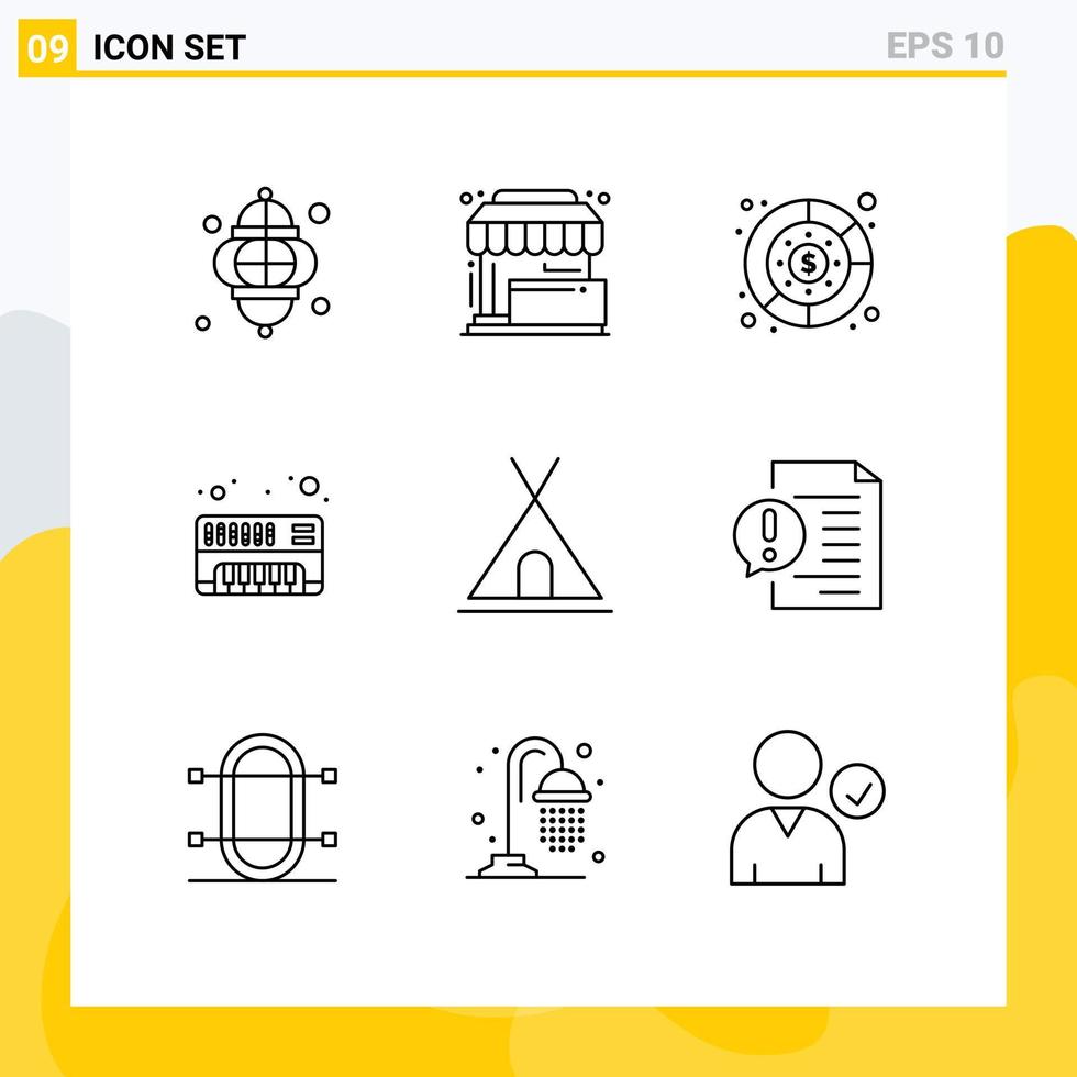 Universal Icon Symbols Group of 9 Modern Outlines of holidays electronic store analog management Editable Vector Design Elements
