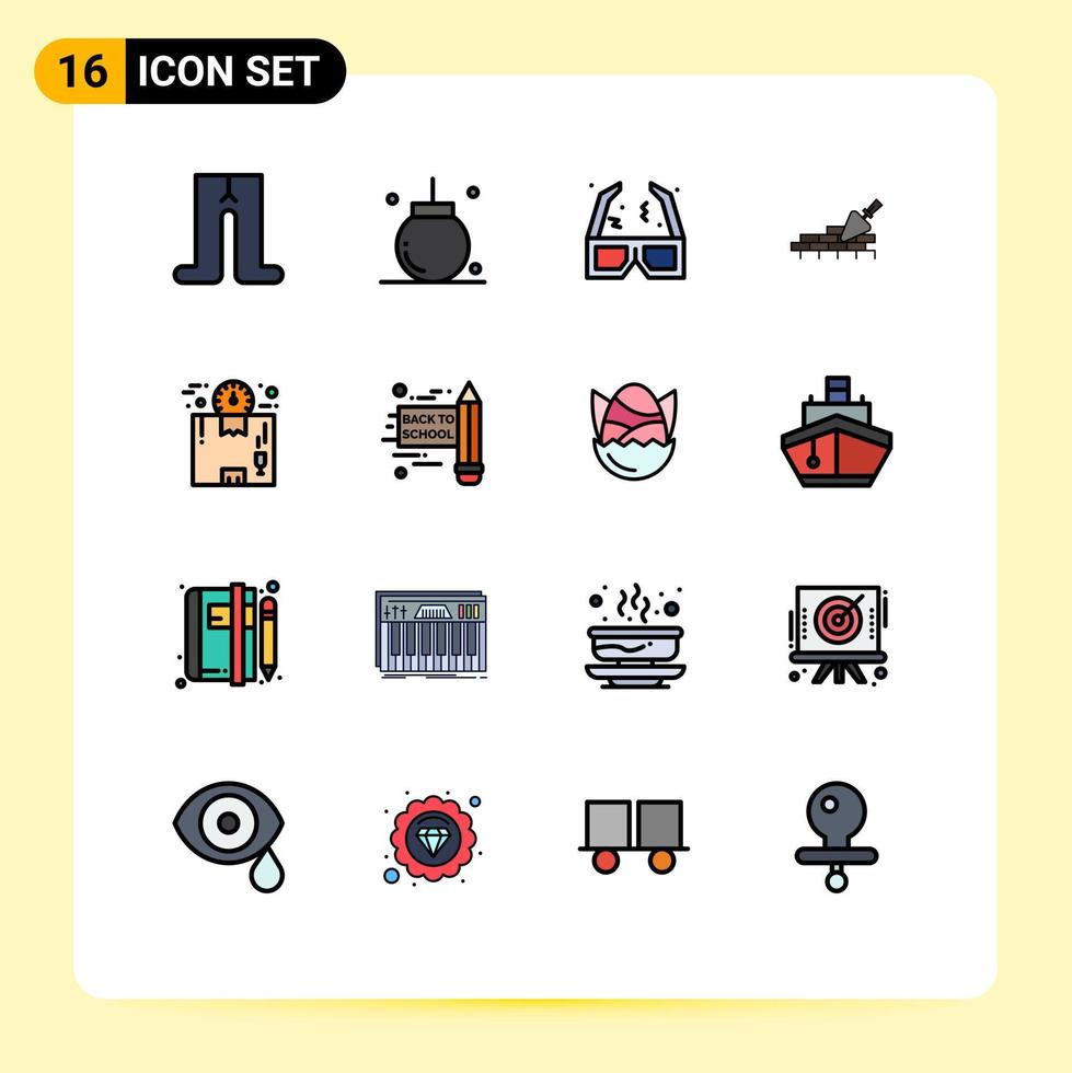 16 Creative Icons Modern Signs and Symbols of delivery trovel glasses building brickwork Editable Creative Vector Design Elements