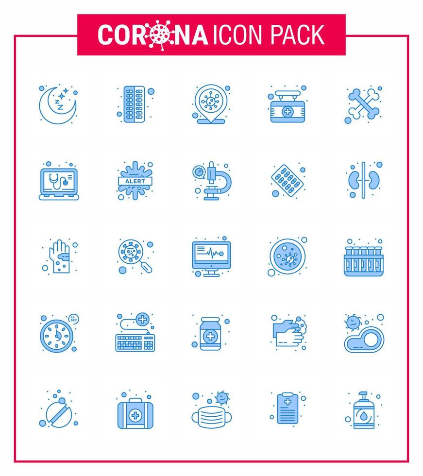 Coronavirus Precaution Tips icon for healthcare guidelines presentation 25 Blue icon pack such as cross sign location medical board viral coronavirus 2019nov disease Vector Design Elements