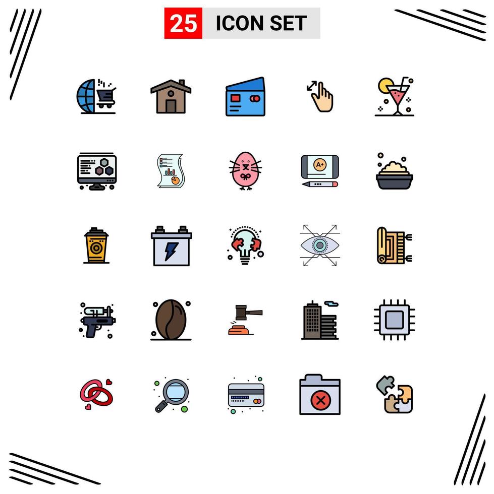 Set of 25 Modern UI Icons Symbols Signs for beach magnification debit interface expand Editable Vector Design Elements