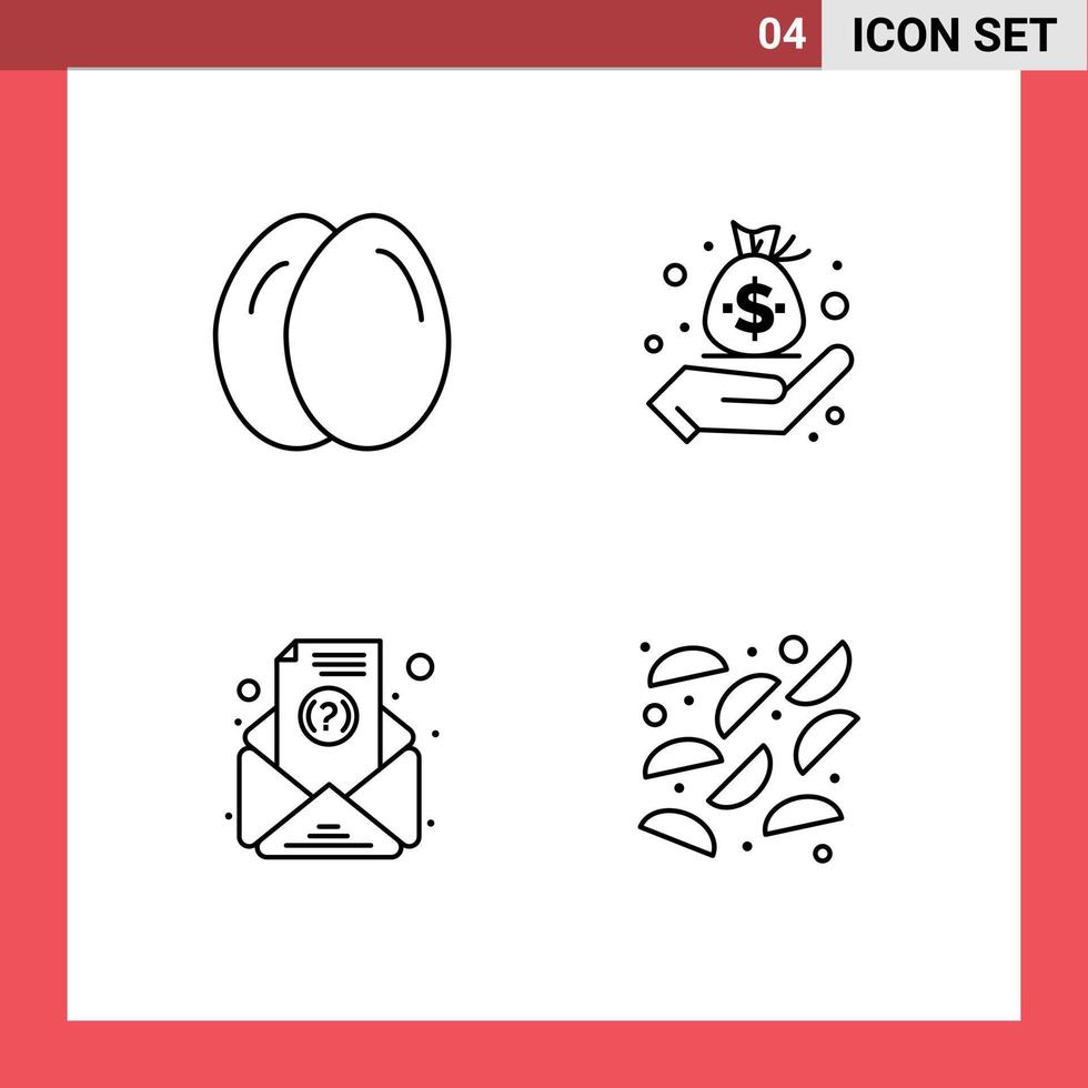 Line Pack of 4 Universal Symbols of chicken subscription business management fried Editable Vector Design Elements