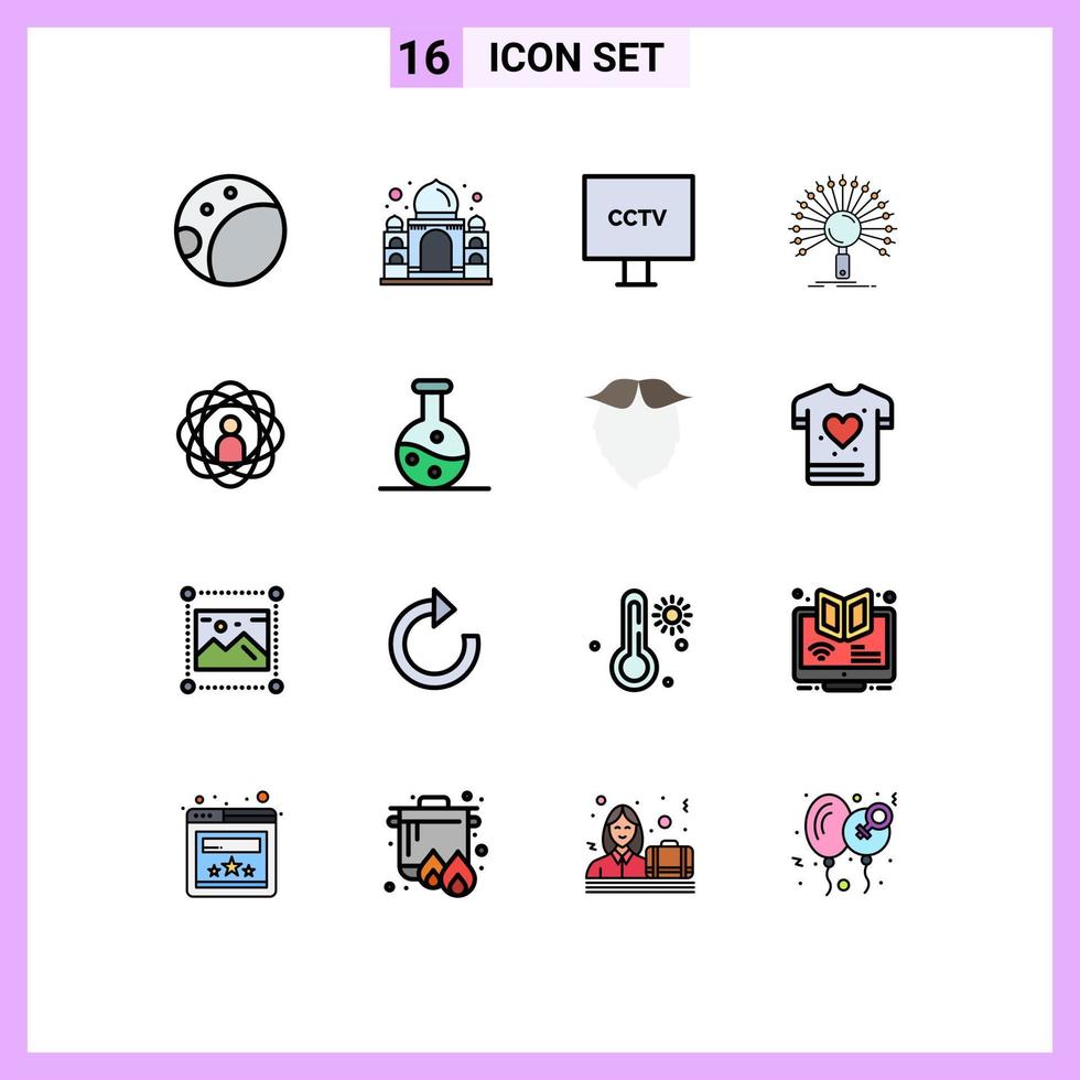 Set of 16 Modern UI Icons Symbols Signs for development retrieval spy network information Editable Creative Vector Design Elements