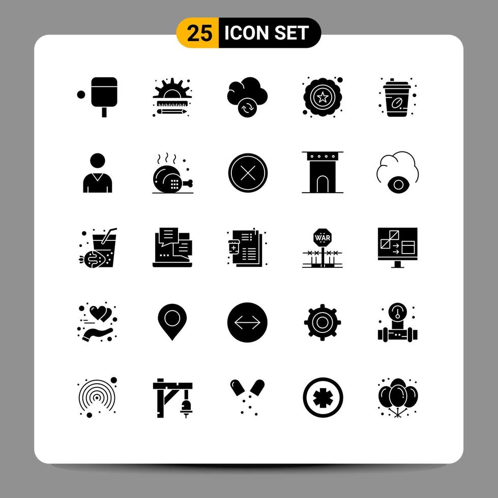 Set of 25 Modern UI Icons Symbols Signs for avatar cup data coffee cup seo Editable Vector Design Elements