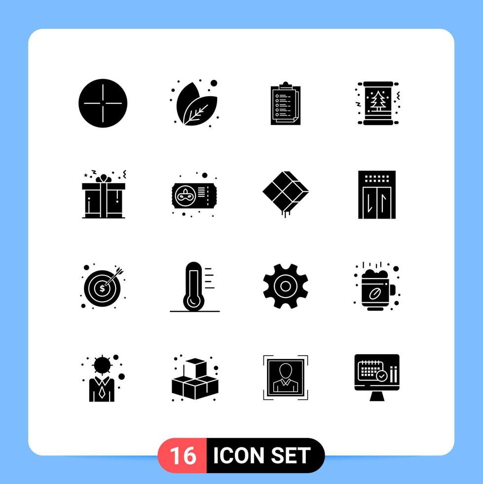 conjunto de 16 iconos de ui modernos símbolos signos para regalo presente resultado invitación de invierno elementos de diseño vectorial editables vector