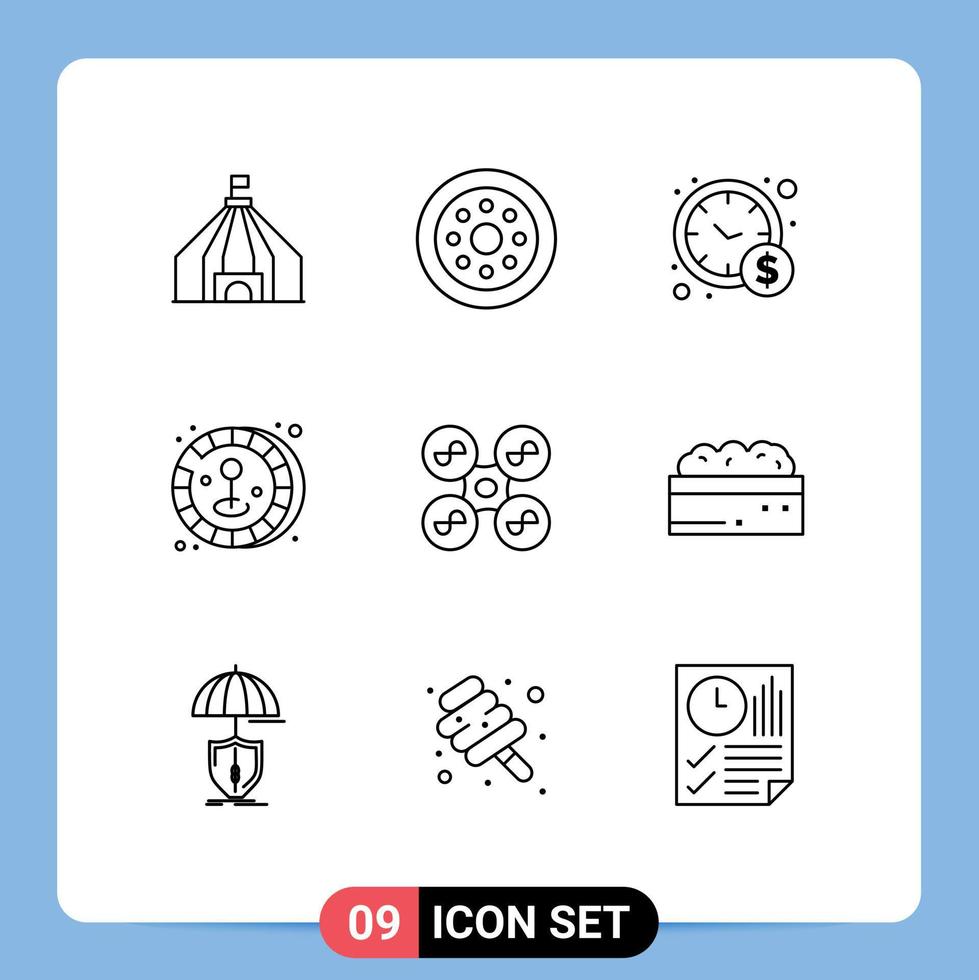 Outline Pack of 9 Universal Symbols of botanical quad copter time management fly game Editable Vector Design Elements