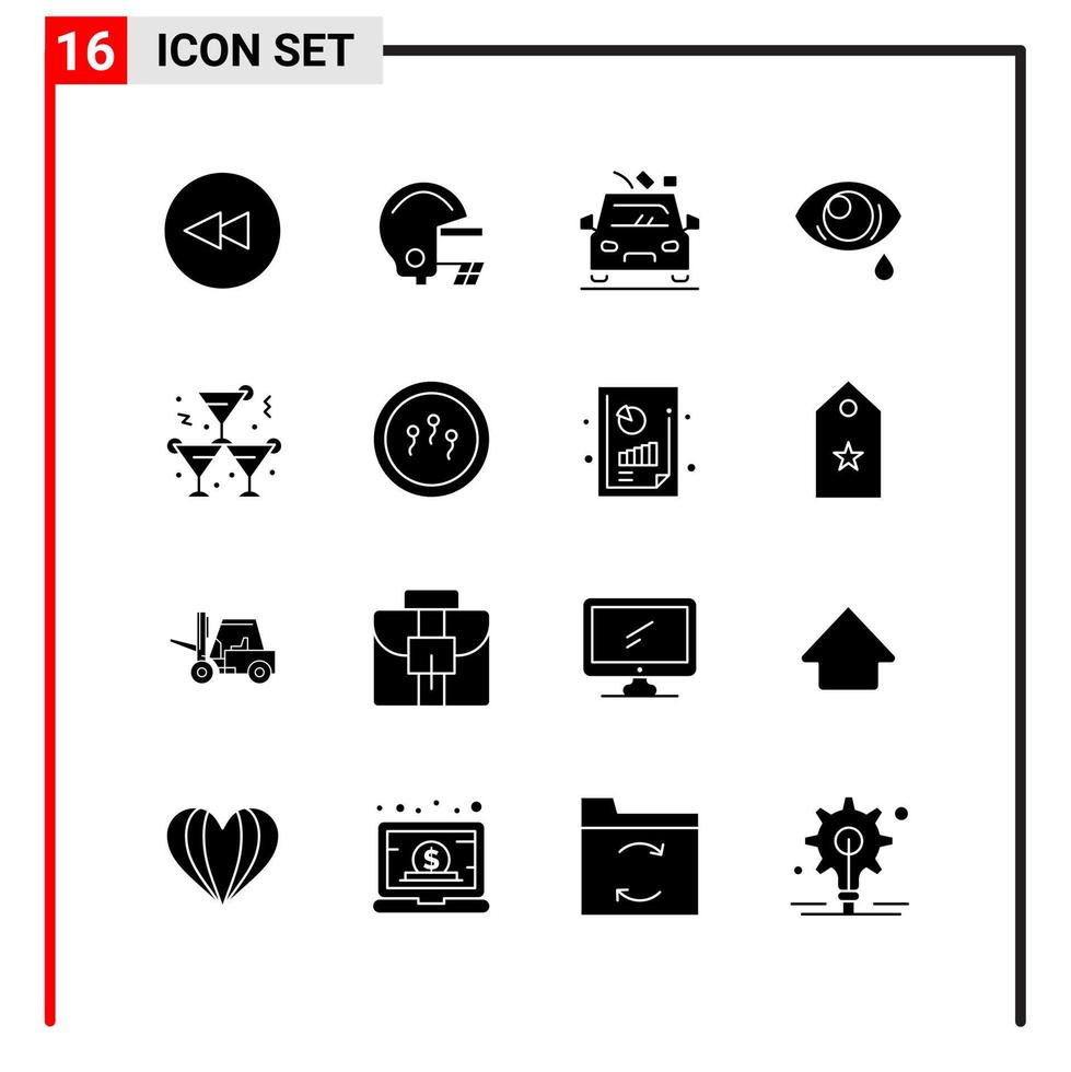 16 General Icons for website design print and mobile apps 16 Glyph Symbols Signs Isolated on White Background 16 Icon Pack vector