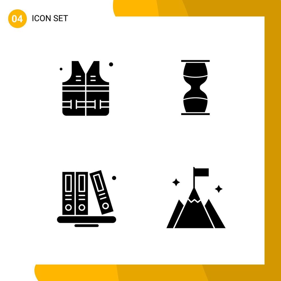 4 Icon Set Solid Style Icon Pack Glyph Symbols isolated on White Backgound for Responsive Website Designing vector