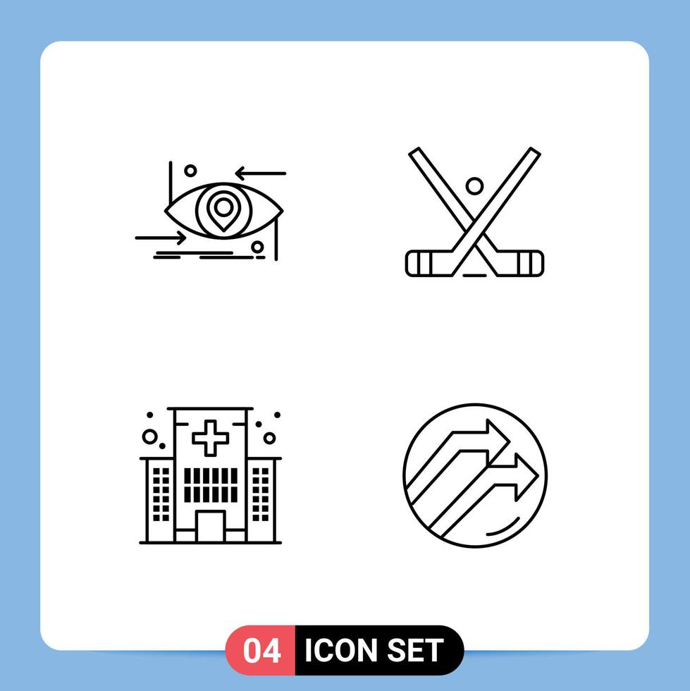 conjunto de 4 iconos de interfaz de usuario modernos signos de símbolos para palos avanzados elementos de diseño de vectores editables para el cuidado del hockey de ciencia