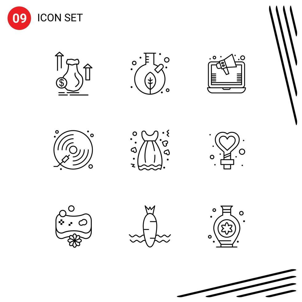 Set of 9 Vector Outlines on Grid for player cd seed disc online Editable Vector Design Elements