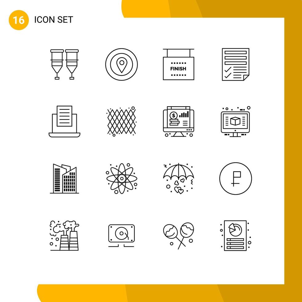 16 Universal Outline Signs Symbols of report page star file sports Editable Vector Design Elements