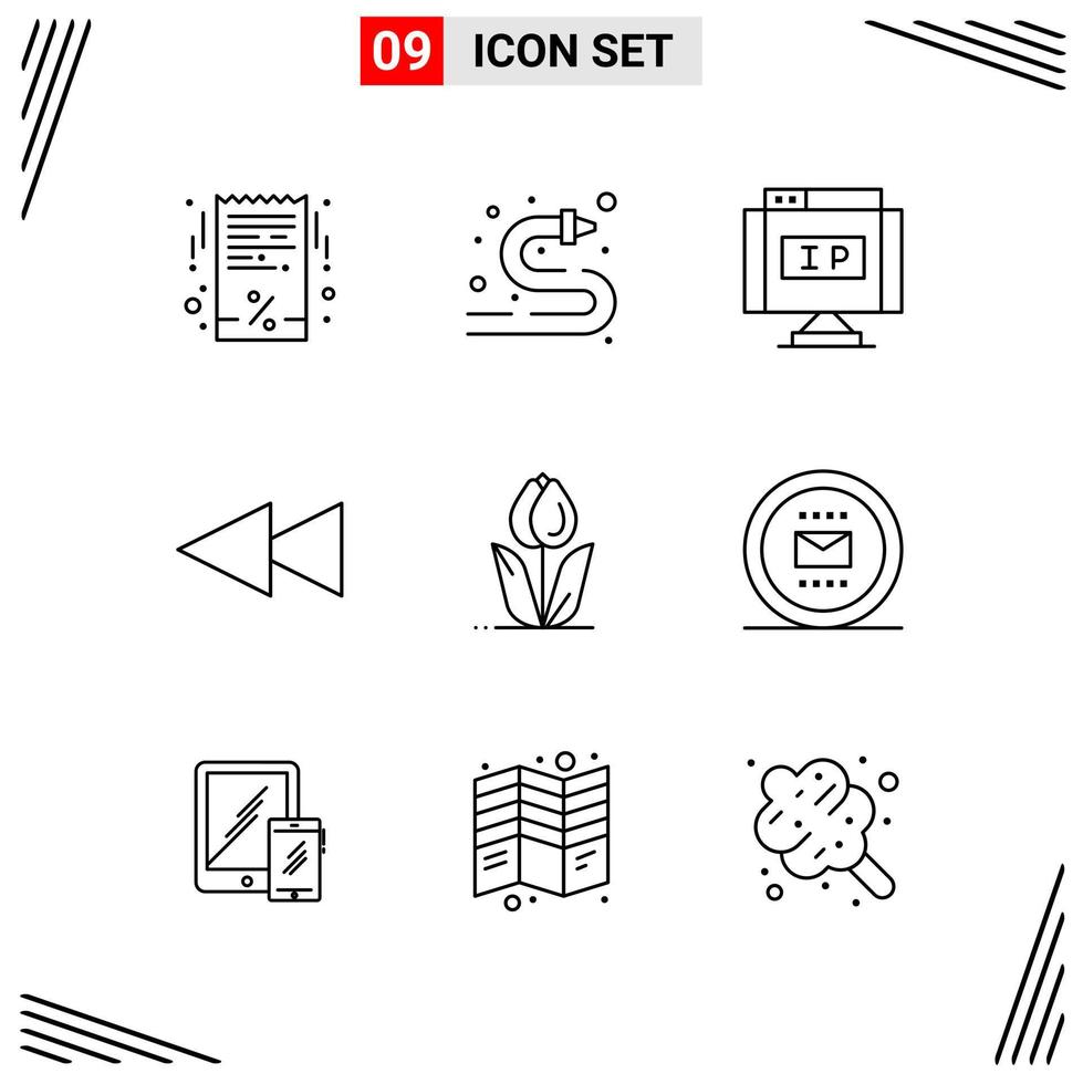 9 Icons Line Style Grid Based Creative Outline Symbols for Website Design Simple Line Icon Signs Isolated on White Background 9 Icon Set vector