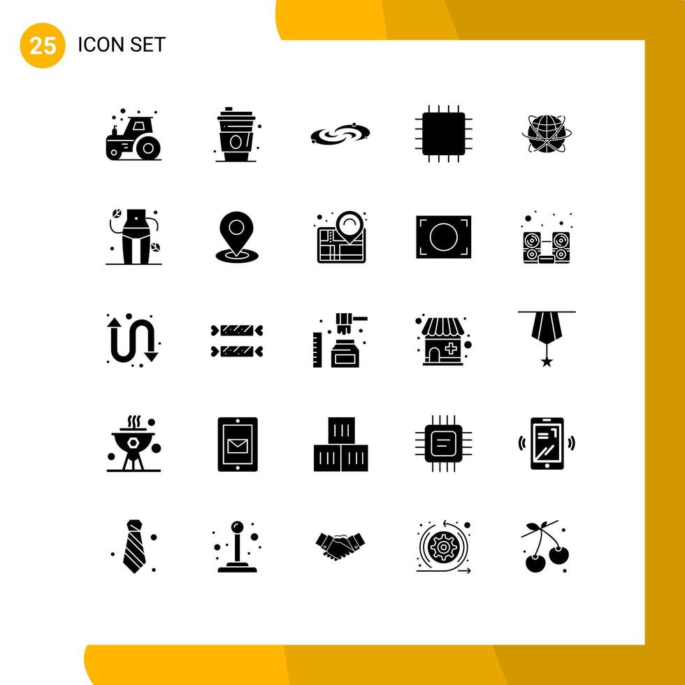 Modern Set of 25 Solid Glyphs Pictograph of hardware devices galaxy computers universe Editable Vector Design Elements