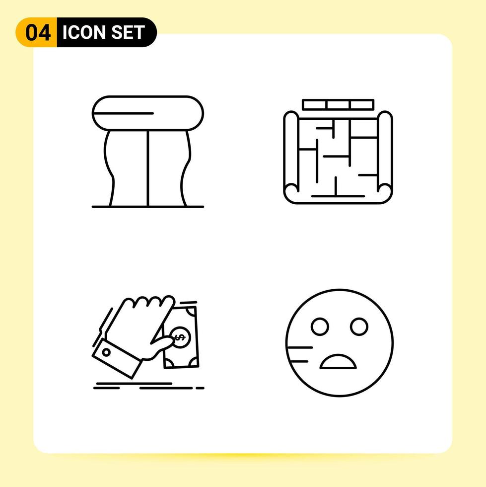 4 Creative Icons for Modern website design and responsive mobile apps 4 Outline Symbols Signs on White Background 4 Icon Pack vector