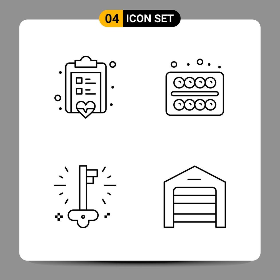 4 Black Icon Pack Outline Symbols Signs for Responsive designs on white background 4 Icons Set vector