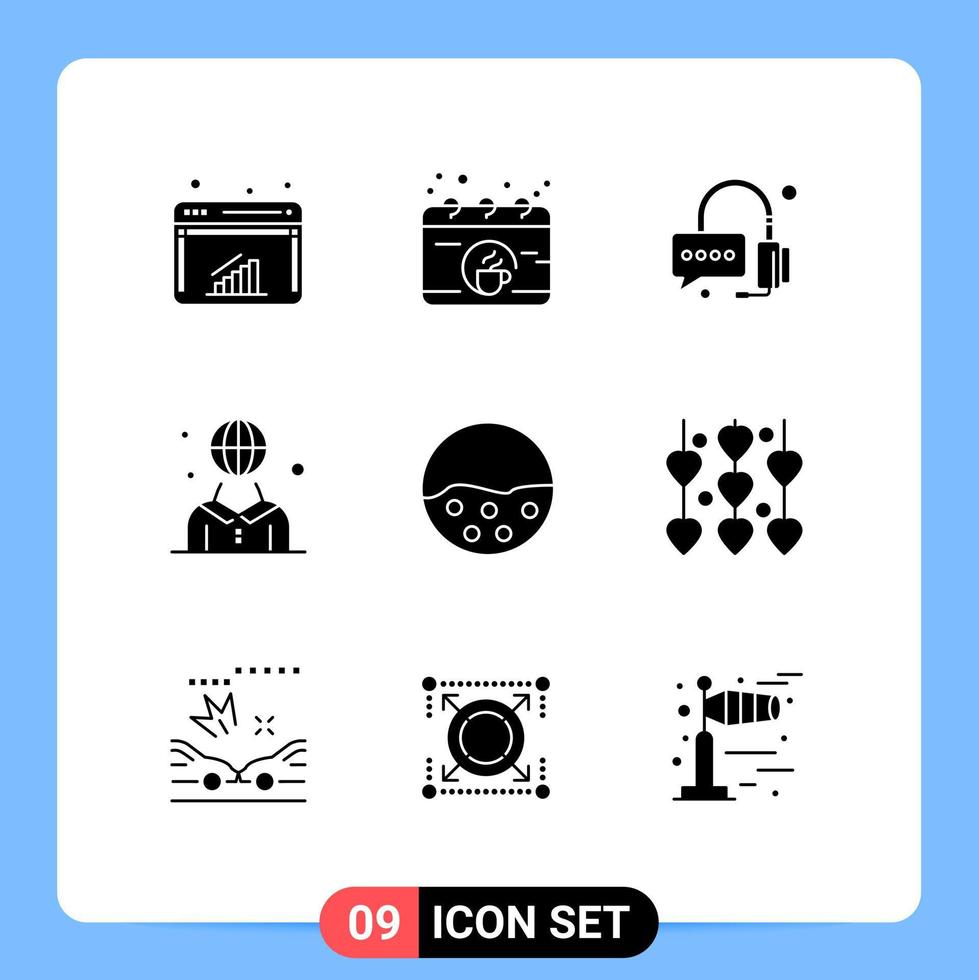 Group of 9 Solid Glyphs Signs and Symbols for skin person help management human Editable Vector Design Elements
