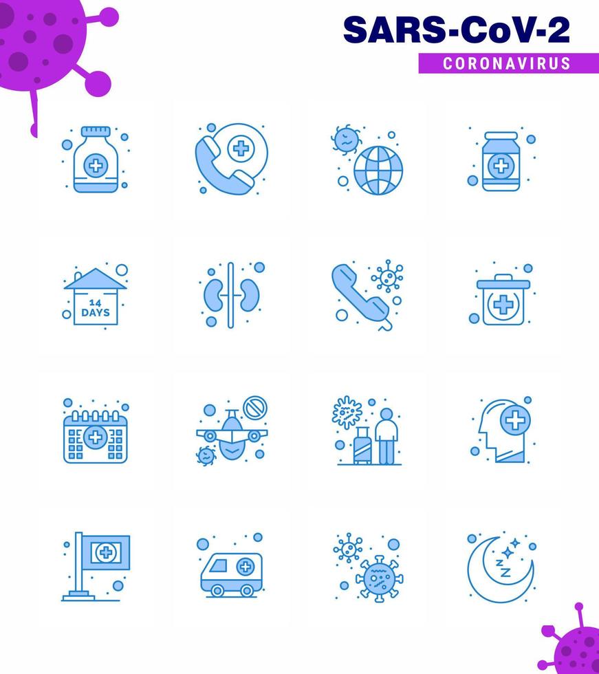 Covid19 Protection CoronaVirus Pendamic 16 Blue icon set such as bottle health incident form drugs viral coronavirus 2019nov disease Vector Design Elements