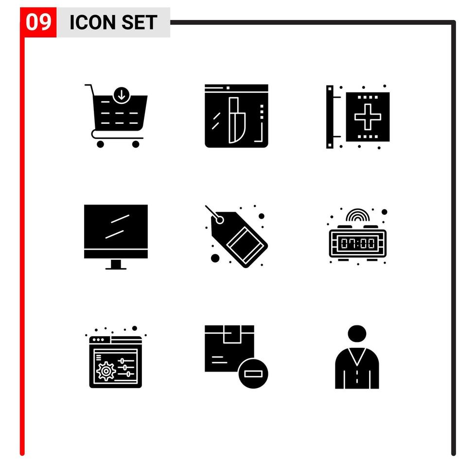 Solid Glyph Pack of 9 Universal Symbols of marketing commerce disease mac computer Editable Vector Design Elements