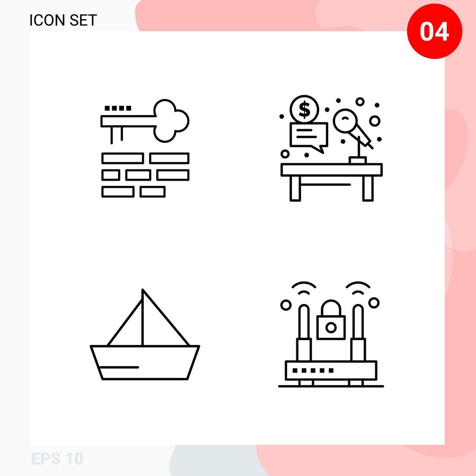 paquete de vectores de 4 iconos en estilo de línea paquete de contorno creativo aislado en fondo blanco para web y móvil