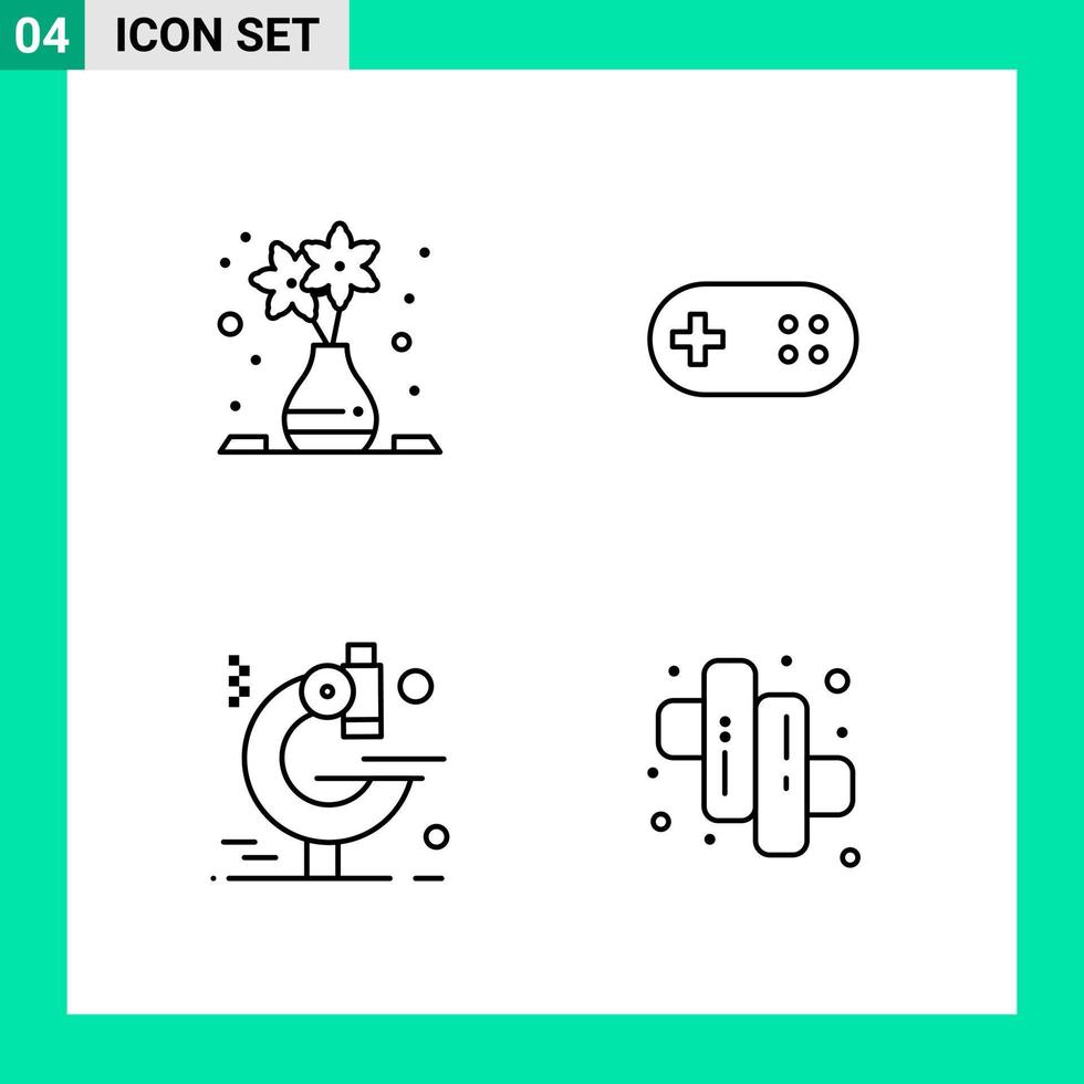 Pack of 4 Line Style Icon Set Outline Symbols for print Creative Signs Isolated on White Background 4 Icon Set vector