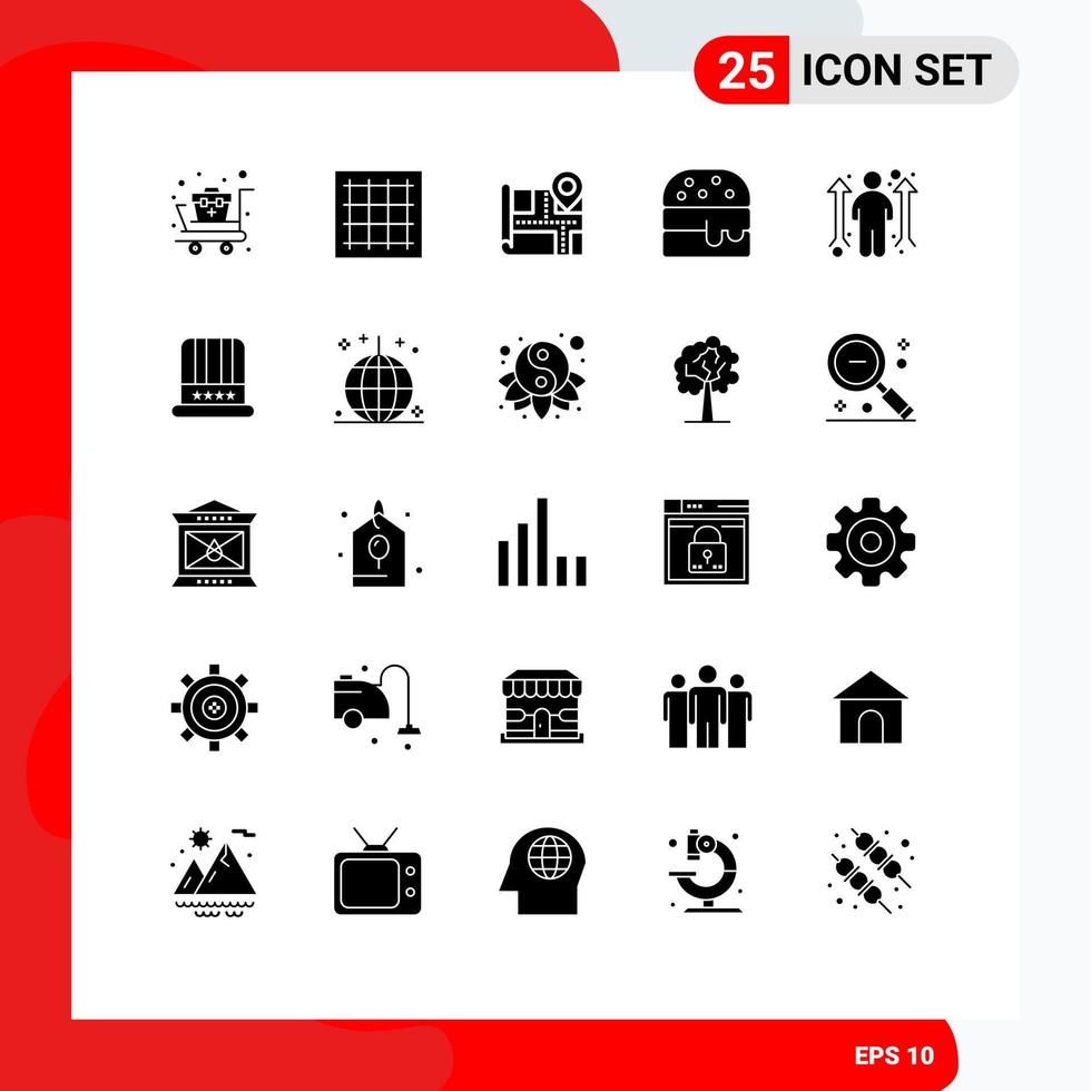 25 User Interface Solid Glyph Pack of modern Signs and Symbols of opportunity career software business opportunity fast food Editable Vector Design Elements