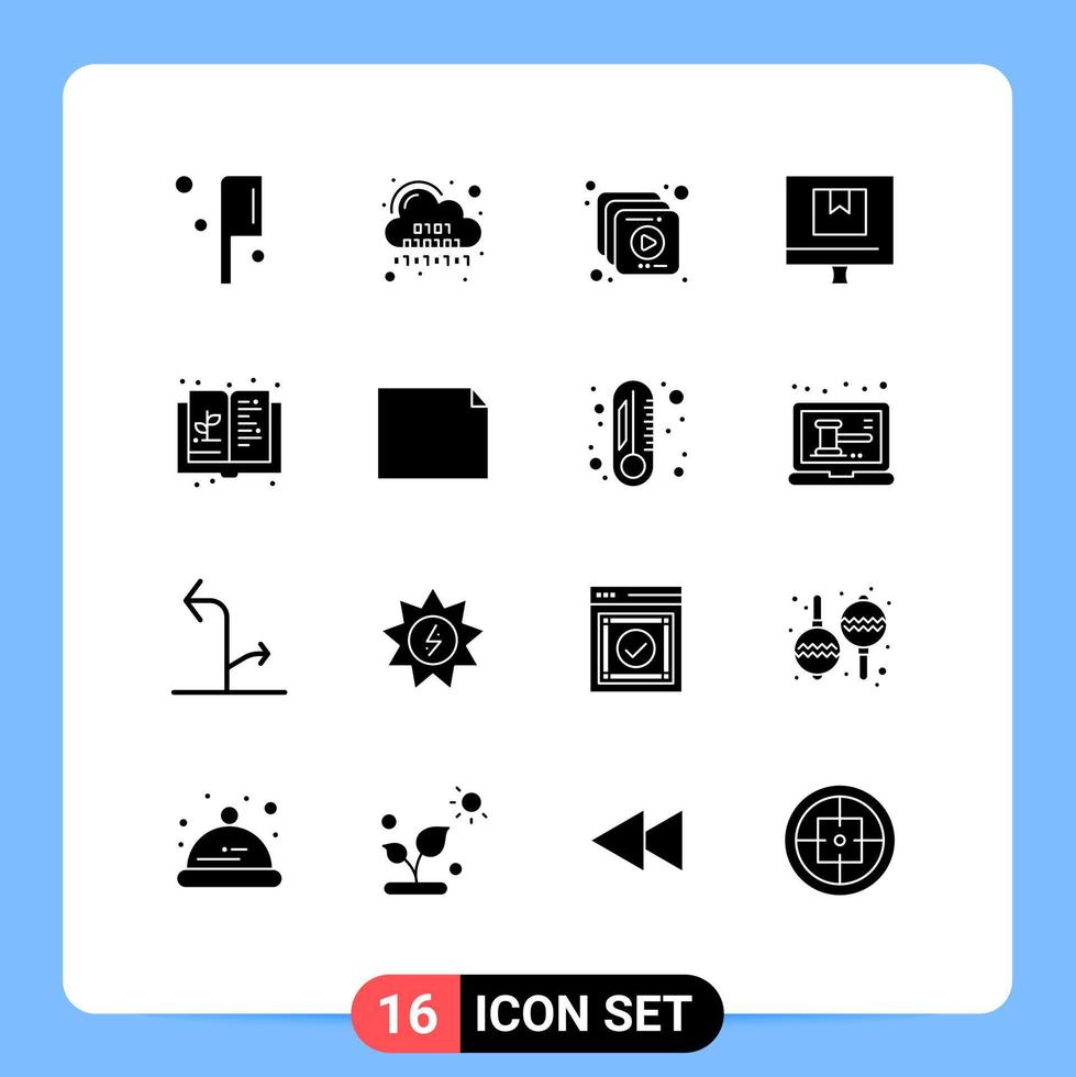 Modern Set of 16 Solid Glyphs Pictograph of education online collection e commerce Editable Vector Design Elements