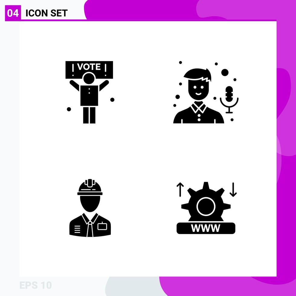 Solid Icon set Pack of 4 Glyph Icons isolated on White Background for Web Print and Mobile vector