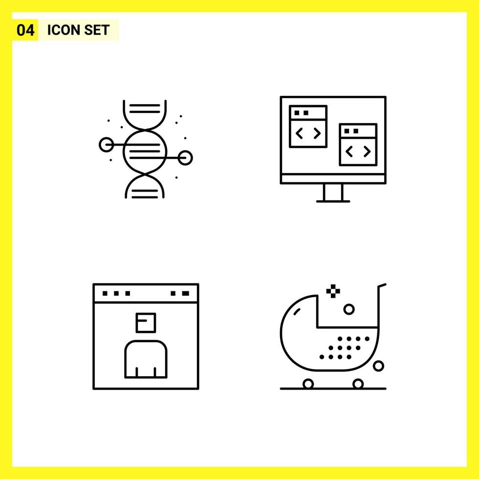 4 Icon Set Simple Line Symbols Outline Sign on White Background for Website Design Mobile Applications and Print Media vector